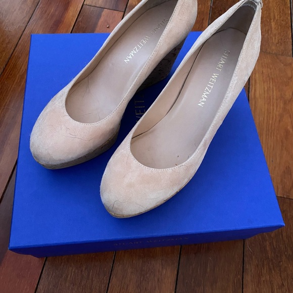 Stuart Weitzman 8 M York Corkswoon tan suede wedge shoes - Picture 4 of 6
